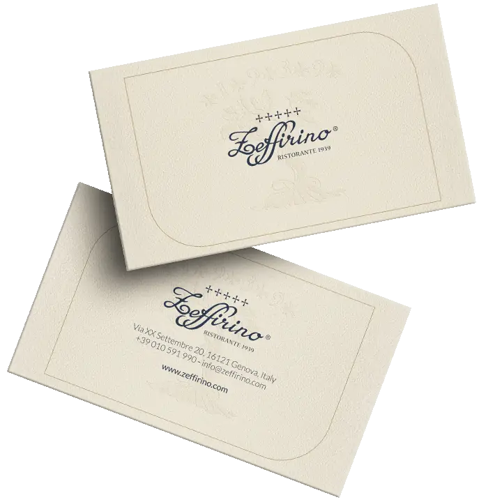 Manifesto storico e menù antipasti del ristorante Zeffirino in stile elegante