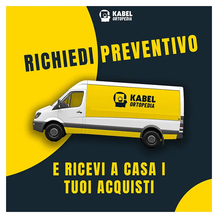 Furgone Kabel Ortopedia con scritta Richiedi preventivo e ricevi a casa i tuoi acquisti